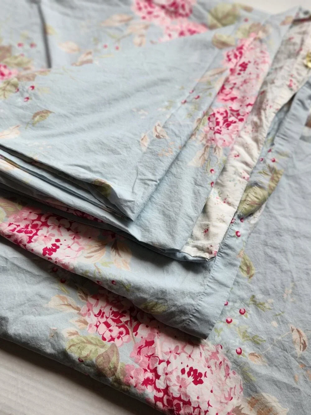 Rachel Ashwell Simply Shabby Chic Belle Hydrangea Blue KING Duvet Cover 104 X92